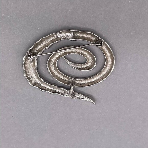 M Jent Swirl Modern Brooch Pin Silver Tone - Picture 3 of 5